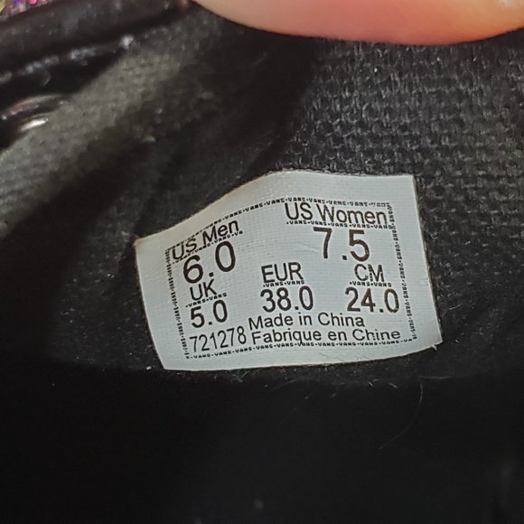 VANS Authentic Rainbow Glitter Black Sparkle Low Top Skate Shoes W 7.5/M 6 - Picture 10 of 11